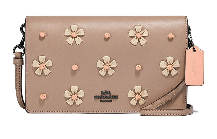 COACH Hayden Leather Crossbody Bags Small Women's Brown Pink