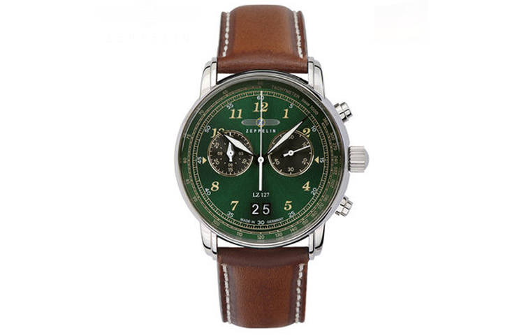 ZEPPELIN Quartz Movement Men's Watches Watch Green Dial Stainless Steel Case Genuine Leather Strap