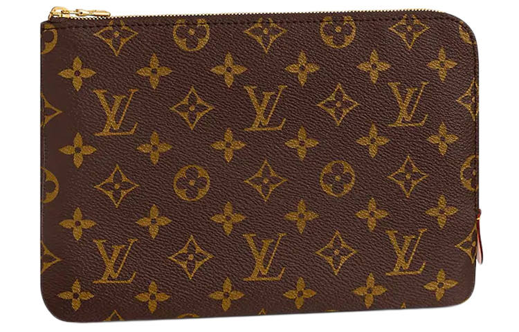 LOUIS VUITTON Coated Canvas With Leather Handbag Clutch Small Women's Brown