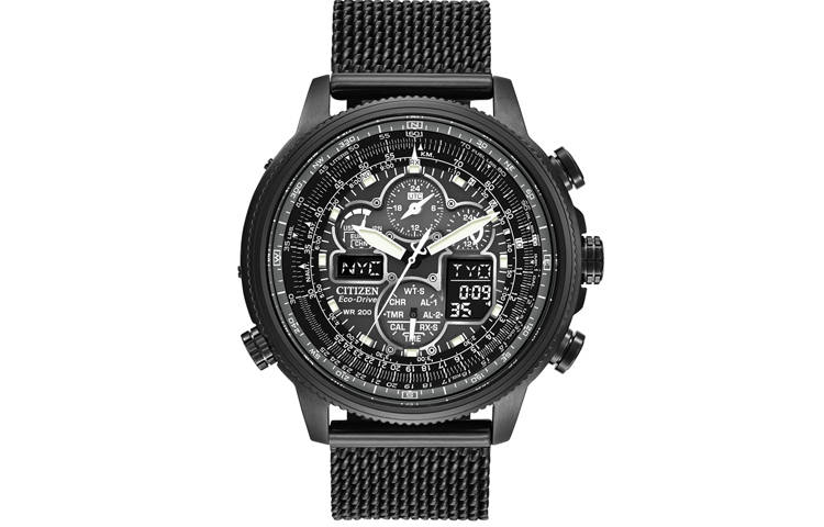 CITIZEN Ecology Drive Collection Navihawk Light Powered Quartz Movement Stainless Steel Ion Plated Strap