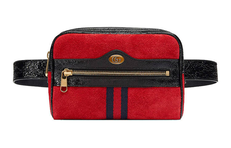GUCCI Ophidia Patent Leather Binding Shoulder Bag, Crossbody Bag, Sling Bag, Fanny Pack Small Unisex Red & Black
