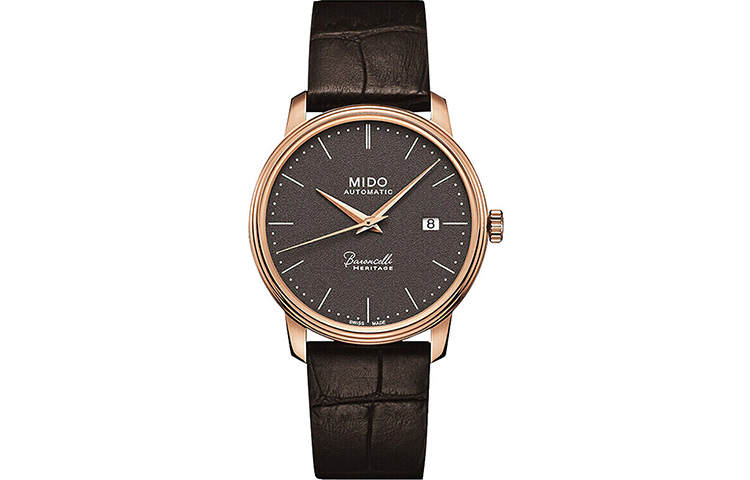 MIDO Baroncelli Automatic Mechanical Movement Waterproof Men's Watches Watch Brown Watch Dial Leather Strap
