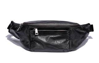 Ace Paul Genuine Leather, Top Grain Cow Leather Crossbody Bag, Fanny Pack, Sling Bag Medium Unisex Black