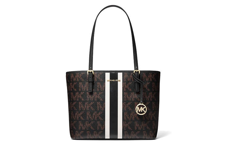 MICHAEL KORS Jet Set Travel Leather Tote Bag, Shopping Bag, Shoulder Bag, Handbag Medium Women's Black