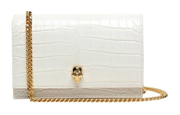 Alexander McQueen Cow Leather Crossbody Bag, Shoulder Bag Small Women's White