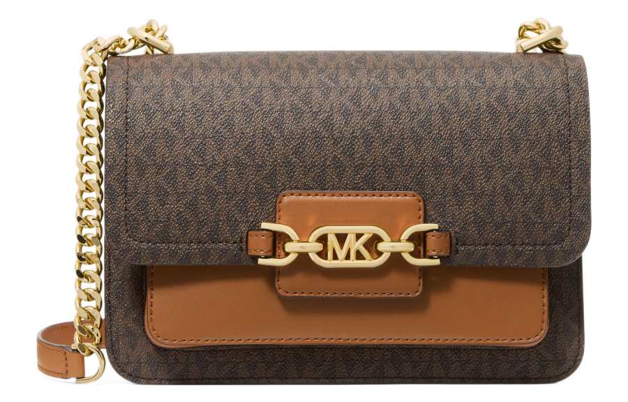 MICHAEL KORS Heather Artificial Leather Shoulder Bag, Crossbody Bag Large Women's Dark Brown Acorn Brown Multicolor