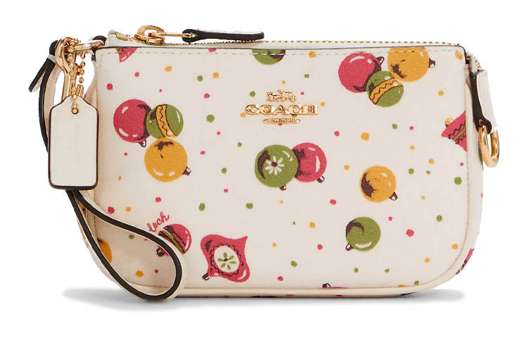COACH Nolita Canvas Leather Wrist Bag Pochette Shoulder Bag Clutch Small Women's White
