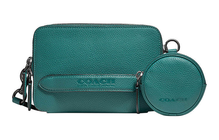 COACH Charter Leather One Shoulder Handbag, Crossbody Bag Small Men's Lake Green