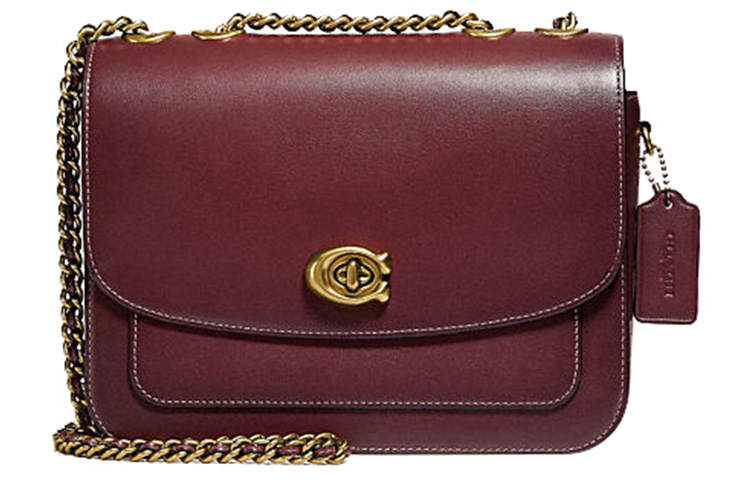 COACH Madison Leather Small Square Bag, Crossbody Bag, Shoulder Bag Women's Burgundy