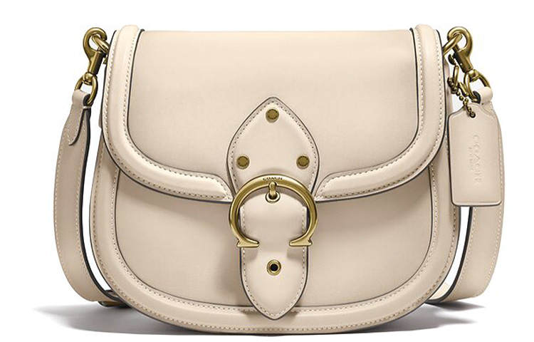 COACH Beat Leather Saddle Bag, Shoulder Bag, Crossbody Bag Medium Women's White