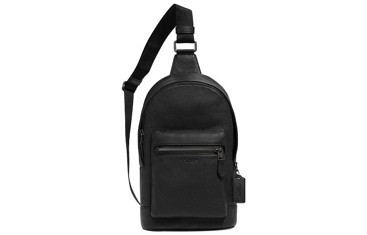COACH West Refined Pebbled Leather Crossbody Bag Sling Bag Small Men's Black