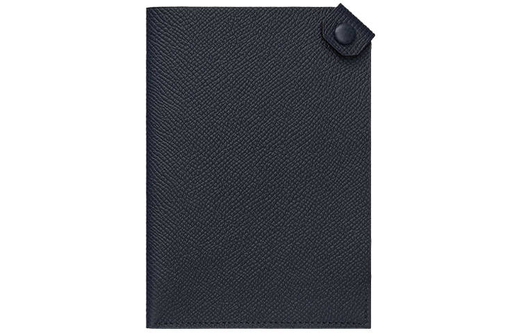 HERMES Tarmac Wallet Cow Leather Passport Holder Women's Indigo