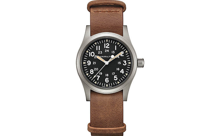 HAMILTON Khaki Field Series Manual Mechanical Movement Men's Watches Watch 38mm Black Dial Stainless Steel Case