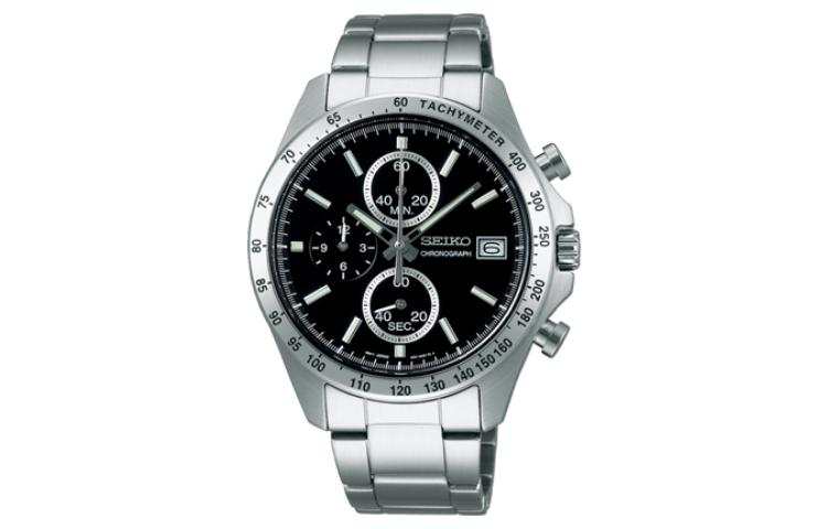 SEIKO Spirit Collection Quartz Movement Stainless Steel Strap Watch Men's Watches Black Dial