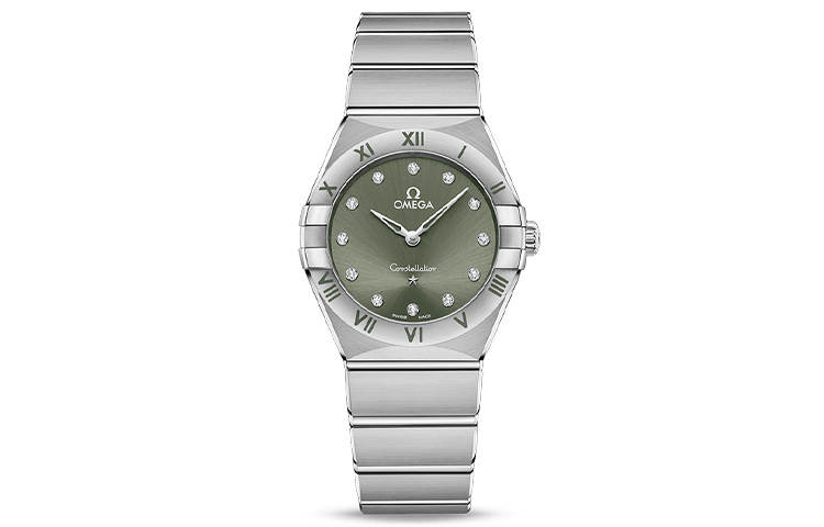 OMEGA Constellation Collection Zodiac Watch Quartz Movement 30m Waterproof Women's Watch 28mm Green Dial