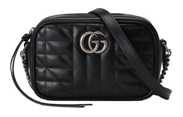 GUCCI GG Marmont Leather Camera Bag, Shoulder Bag, Crossbody Bag Mini Women's Black