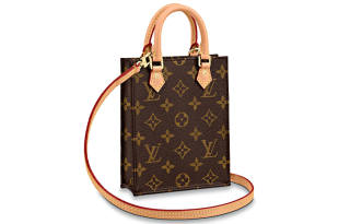 LOUIS VUITTON Petit Sac Plat Coated Canvas With Leather Shoulder Bag, Crossbody Bag, Handbag Mini Women's Brown