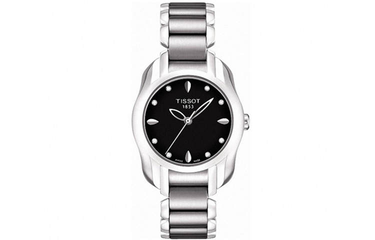 TISSOT Wave Collection Quartz Movement Women's Watch 26mm Black Dial Stainless Steel Case