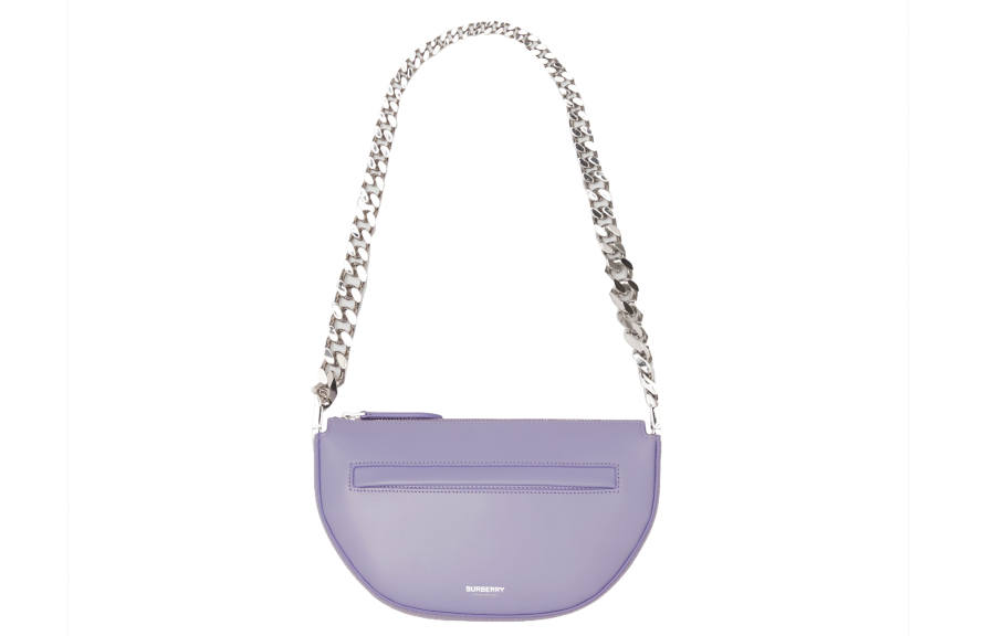 Burberry Leather Shoulder Bag, Crescent Bag, Shoulder Bag, Handbag Mini Women's Soft Purple