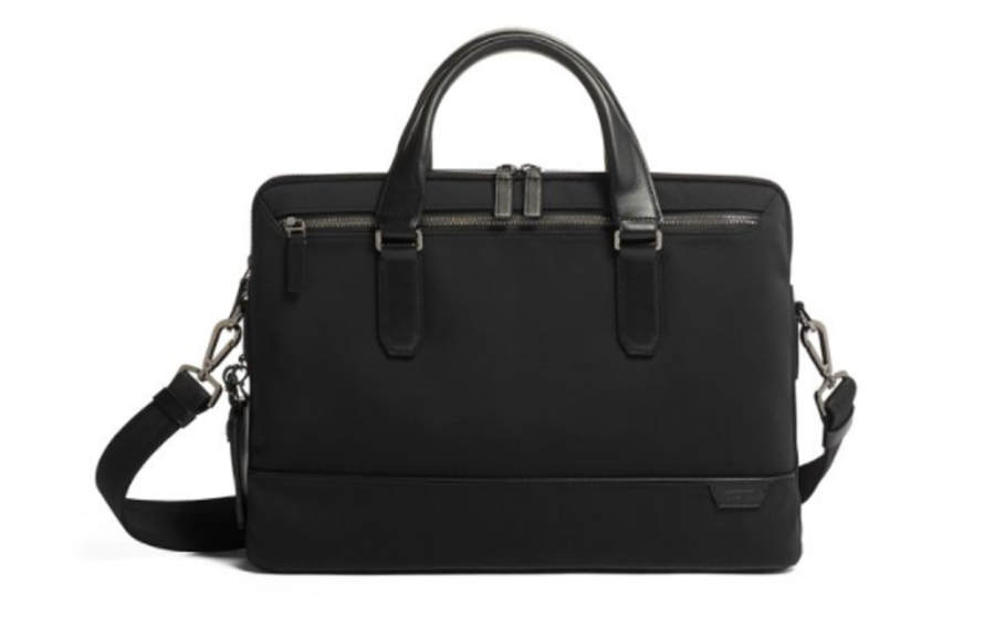 TUMI Harrison Zip Closure Nylon Briefcase, Laptop Bag, Shoulder Bag, Crossbody Bag, Handbag Regular Unisex Black