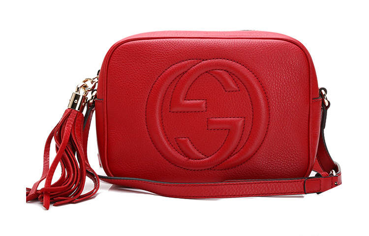 GUCCI Soho Leather Camera Bag, Crossbody Bag Small Women's Red