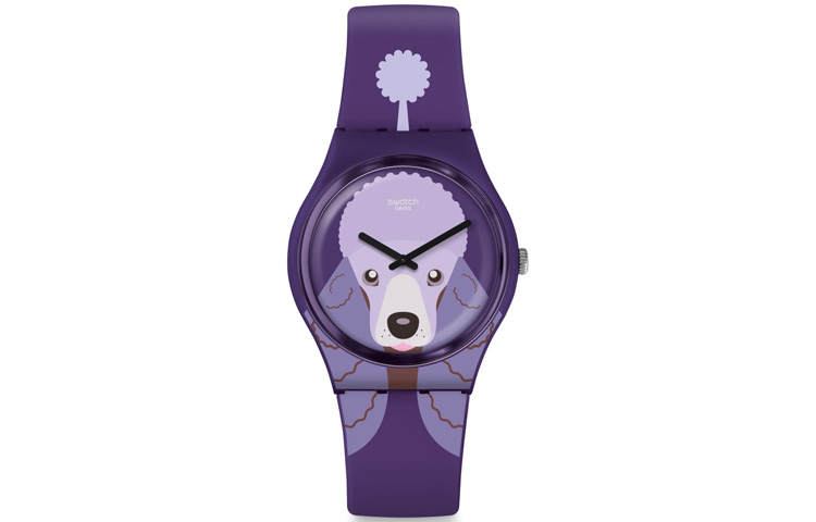 SWATCH Unisex 34mm Purple Watch GV133