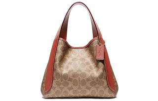 COACH Hadley Coated Canvas With Leather Handbag Medium Women's Old Rose & Yellow & Rusty