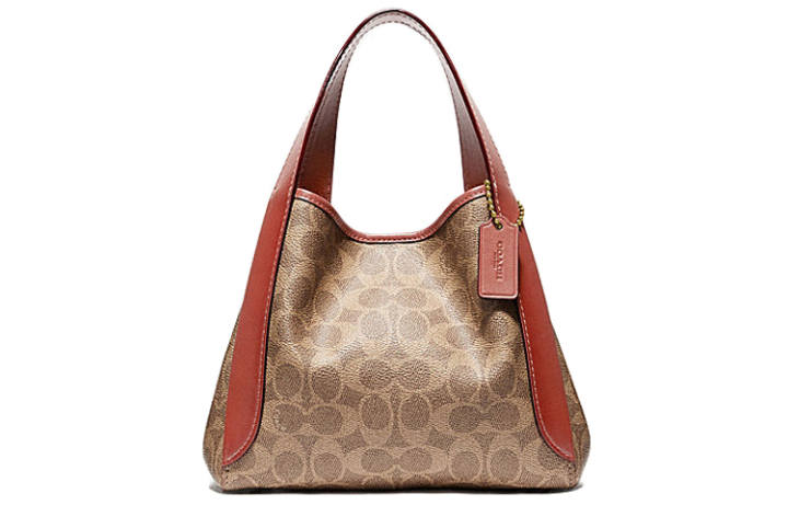 COACH COACH Hadley Coated Canvas With Leather Handbag Medium Women's Old Rose & Yellow & Rusty