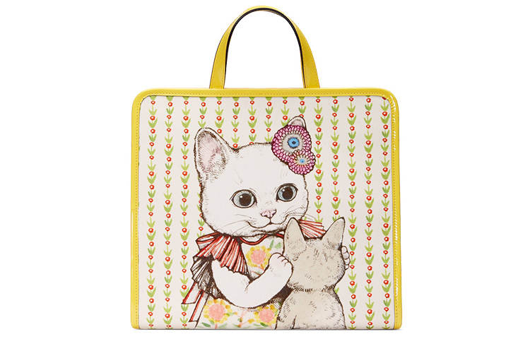 GUCCI Canvas With Leather Handbag, Kids' Bag Kids' Yellow White Candy