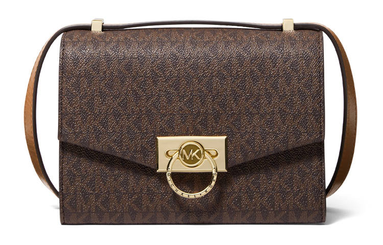 MICHAEL KORS Hendri Cow Leather, Artificial Leather Crossbody Bags Mini Women's Dark Brown