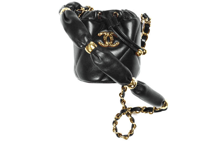 CHANEL Polished Lambskin Bucket Bag, Handbag, Shoulder Bag, Crossbody Bag Women's Black