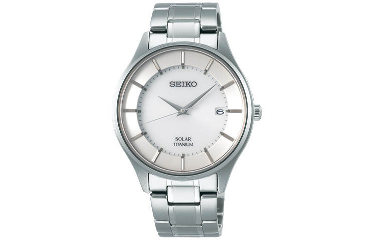 SEIKO SEIKO Solar Movement Titanium Strap Watch Men's Watches White Dial