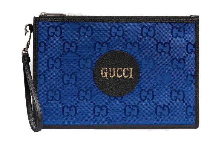 GUCCI Off The Grid Recycled Nylon With Leather Clutch Regular Unisex Blue/Black