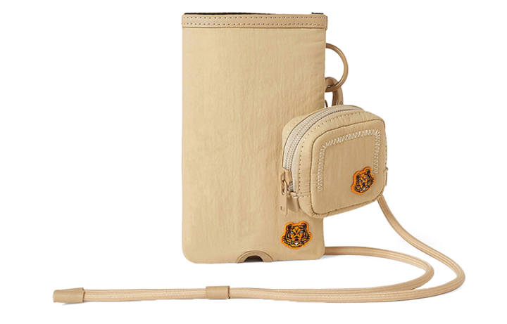 KENZO KENZO Nylon Earphone Case And Cell Phone Pouch Unisex Beige