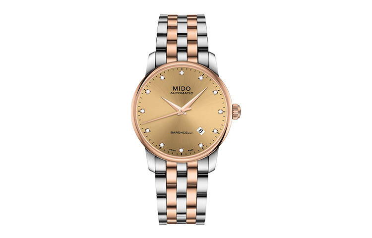 MIDO Baroncelli Automatic Mechanical Movement 50m Waterproof Women's Watch 29mm Gold Dial
