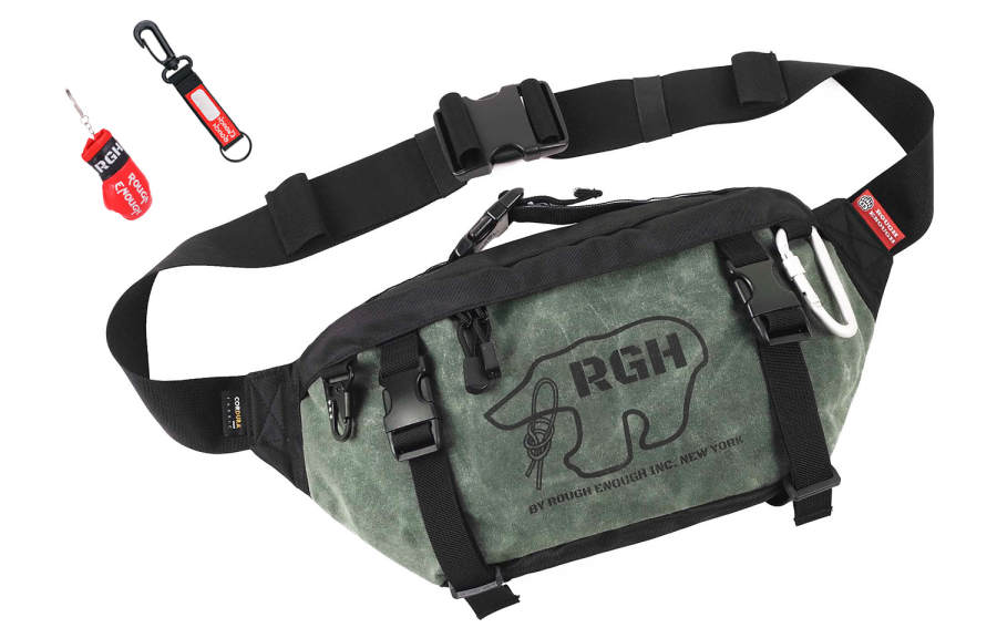 Rough Enough Nylon Fabric With Canvas Crossbody Canvas Bag, Sling Bag, Fanny Pack Unisex Army Green