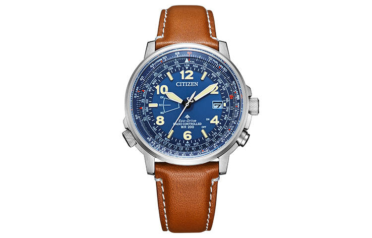 CITIZEN PROMASTER Light Powered Quartz Movement Cow Leather Strap Watch 42mm Men's Watches Blue Dial