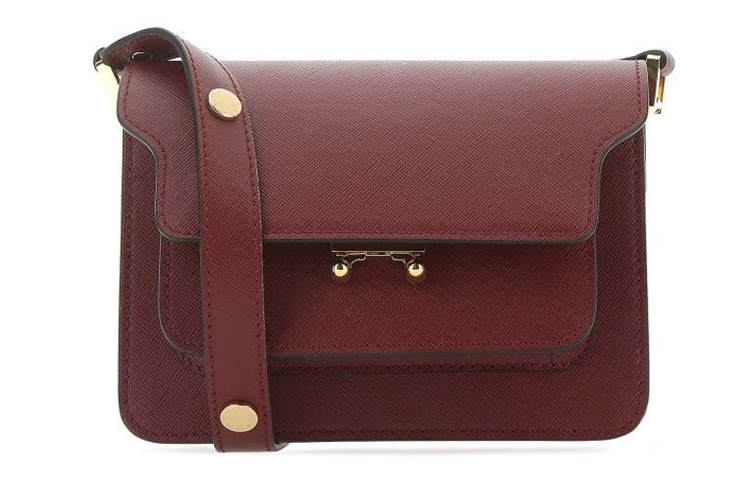 MARNI Calfskin Crossbody Bags Women's Burgundy Red