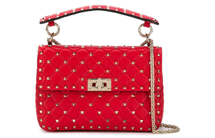 Valentino Leather Shoulder Bag, Crossbody Bag, Handbag Women's Red