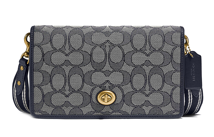 COACH Hayden Jacquard Fabric With Calfskin Shoulder Bag, Crossbody Bag Regular Women's Dark Blue