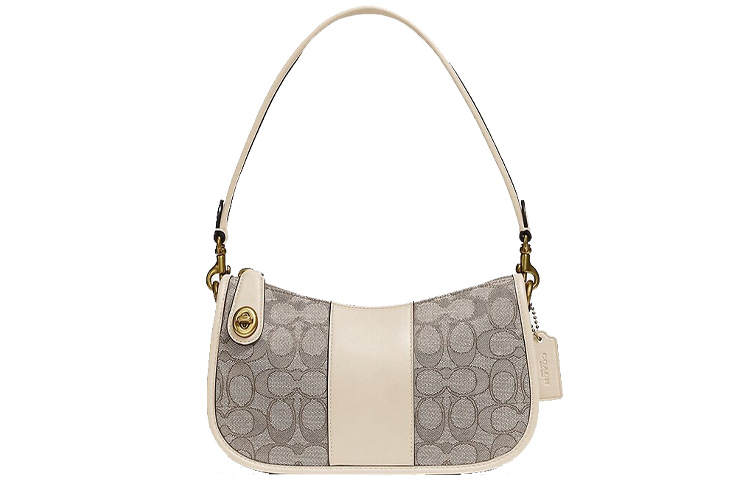 COACH Swinger Fabric With Leather Shoulder Bag, Pochette, Shoulder Bag, Crossbody Bag, Handbag Medium Women's