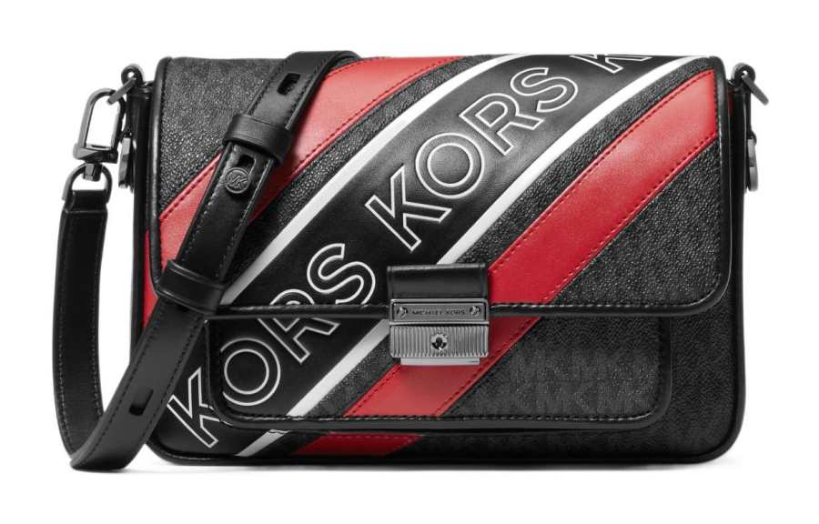 MICHAEL KORS Bradshaw Coated Canvas Crossbody Bags Medium Women's Black & Red