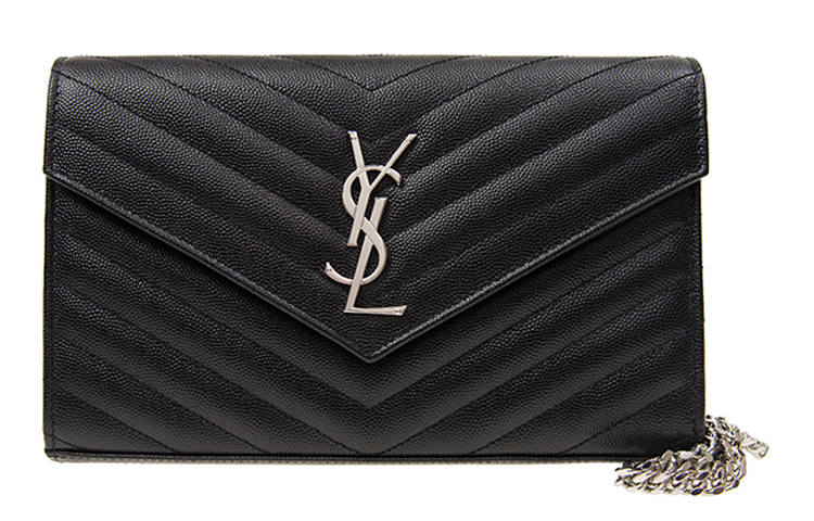 SAINT LAURENT Cassandre Cow Leather Crossbody Bags Women's Black