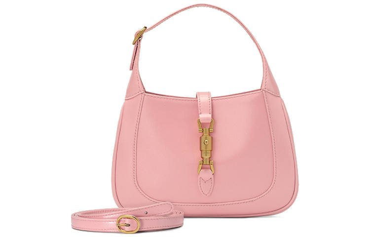 GUCCI Jackie 1961 Leather Crescent Shoulder Bag Shoulder Bag, Crossbody Bag Mini Women's Floral Pink