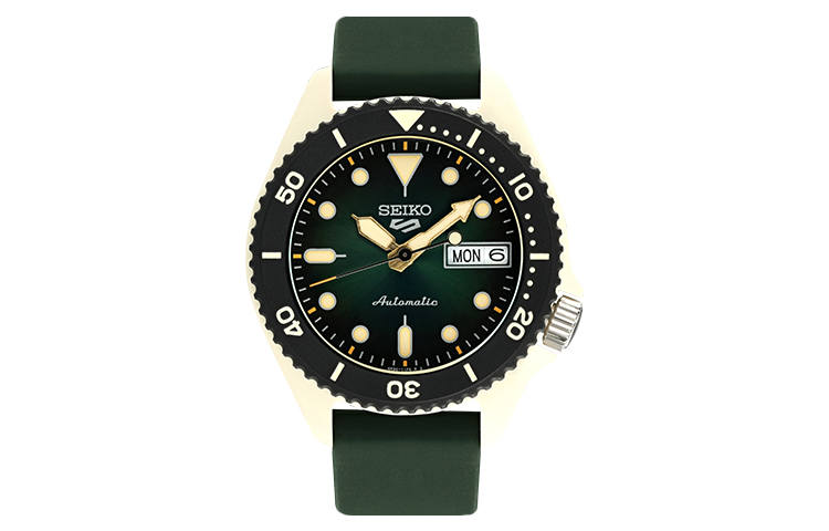SEIKO SEIKO5 Mechanical Movement Silicone Strap Watch Unisex Green Dial SRPG73K1