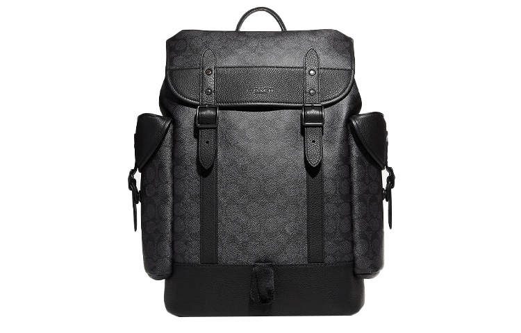 COACH COACH Hitch Coated Canvas Backpack Men's Black Gray