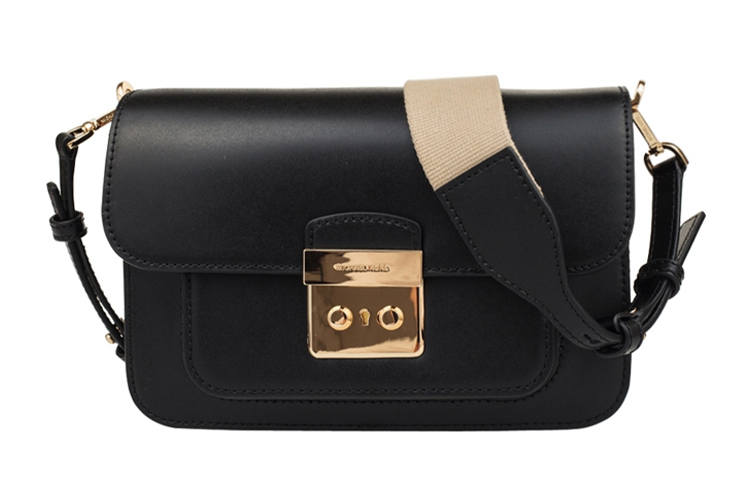 MICHAEL KORS Sloan Cow Leather Camera Bag, Crossbody Bag, Shoulder Bag Women's Pure Black