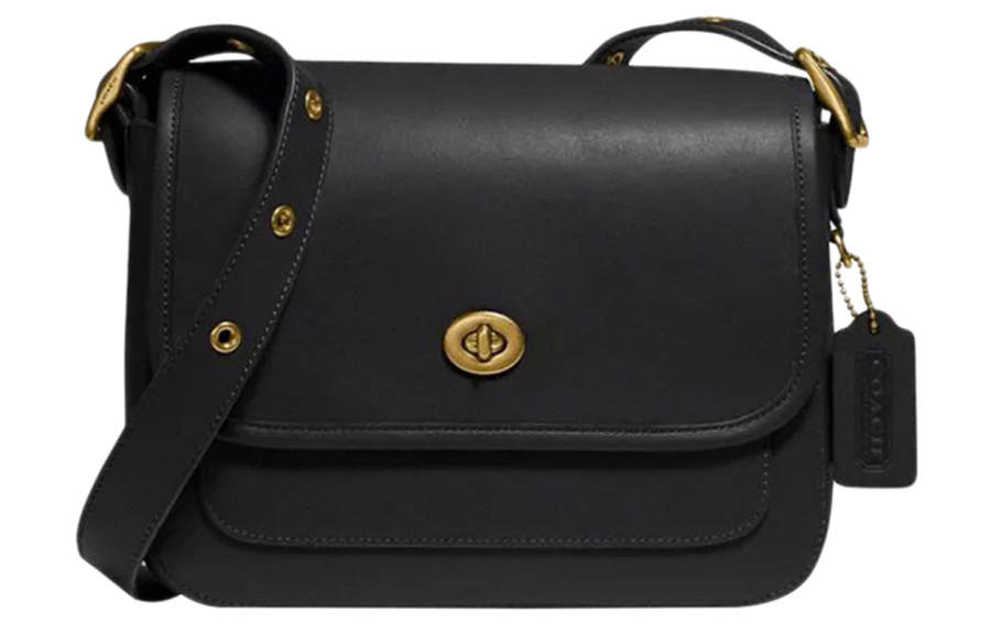 COACH Rambler Leather Shoulder Bag Small Women's Black