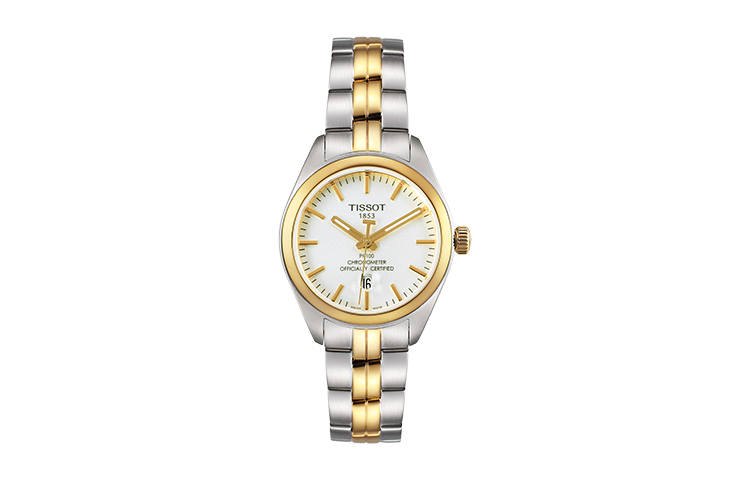 TISSOT PR100 Collection Quartz Movement 100m Waterproof Women's Watch 33mm White Dial Stainless Steel Case