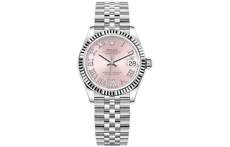 ROLEX Automatic Mechanical Movement 100m Waterproof Women's Watch 31mm Pink Watch Dial Oystersteel Case